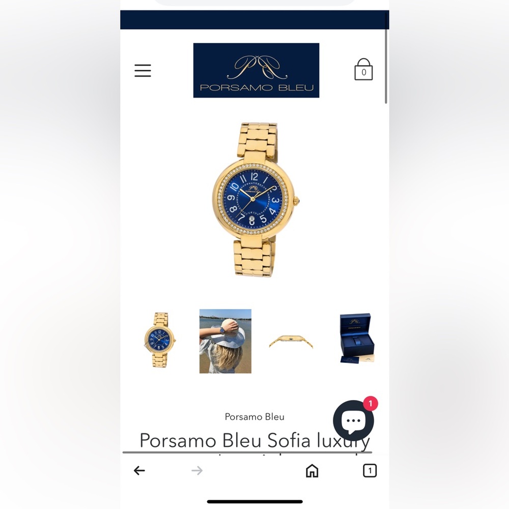 Porsamo Bleu “Sofia” Gold-Tone Watch with Blue Dial - Picture 5 of 8